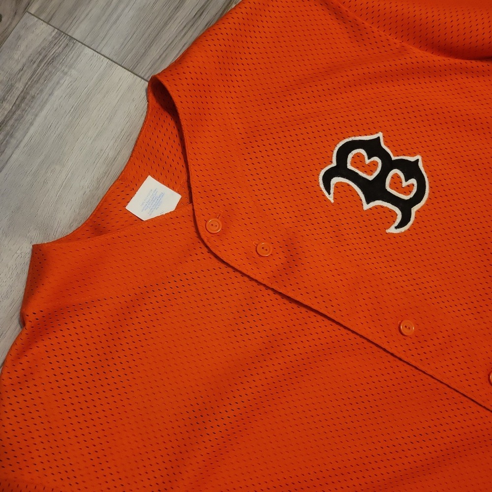 Majestic Mens Orange Baseball‎ Jersey Button Front Mesh Number 9 XL Made in USA
